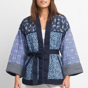 Quilted Mix-Print Kimono Jacket